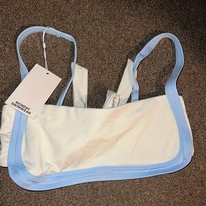 Monday Swimwear Cream and Light Blue Bikini Top
